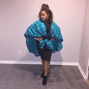 Turquoise and navy shawl